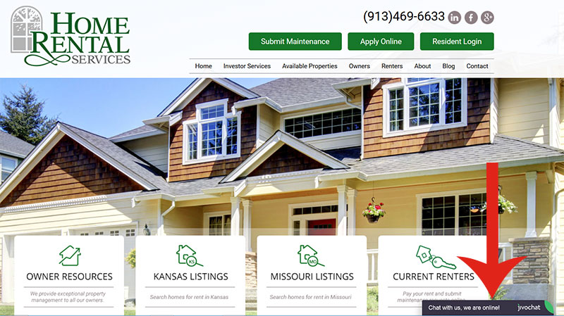JivoChat: Home Rental Services Home Page